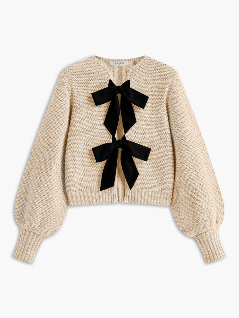 NWT Commense Crew Neck Bow Knit Top in Apricot